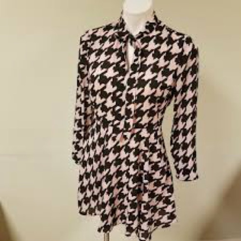 FOREVER 21 Pink & Black Houndstooth Mini Dress NWT Small - Picture 8 of 12